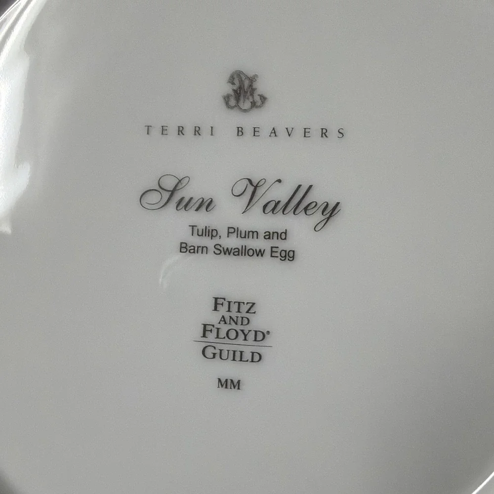 Fitz & Floyd Terri Beavers Sun Valley Set Of 3 Iris And Peach Tulip Plum Rose - Picture 7 of 8